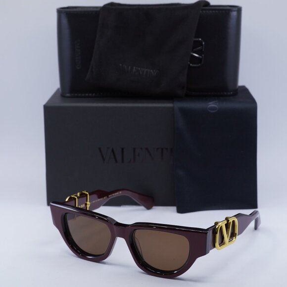 Valentino V-DUE VLS-103B Cat Eye Sunglasses - Bordeaux/Dark Brown main image 9